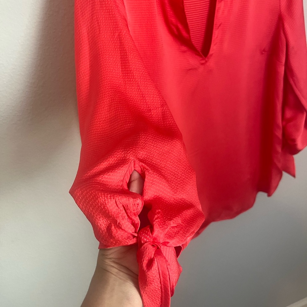 Michael Michael Kors Solid Satin Tie Top Geranium Size S - Picture 5 of 11